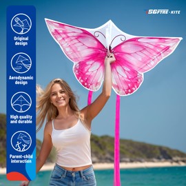 SGftre Pink Butterfly Kite for Easy to Fly Hand Kite for Boys and Girls，Perfect Outdoor Toy for Kids & Adults，Ideal for Beach Fun & Outdoor Sports，Great Present for Children(Pink Dreamy Butterfly