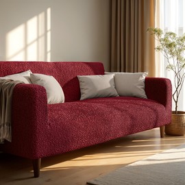 PAULATO BY GA.I.CO. Loveseat Slipcover - Oversized Chair Cover - Stretch Couch Cover - Cushion Love Seat Sofa Cover - 1-Piece Form Fit Washable Protector - Microfibra Collection - Burgundy