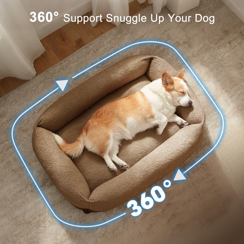 FURTIME Washable Small Dog Bed, Rectangle Comfy Fluffy Kitten Puppy