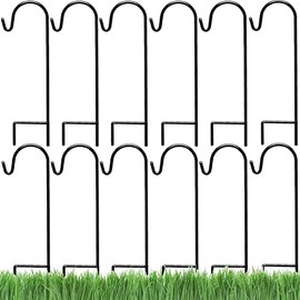 Ashman Shepherd's Hooks 25 Inch (12 Pack), Black, Made of Premium Metal for Hanging Solar Lights, Bird Feeders, Mason Jars, Christmas Lights, Lanterns, Garden Stakes and Wedding Décor