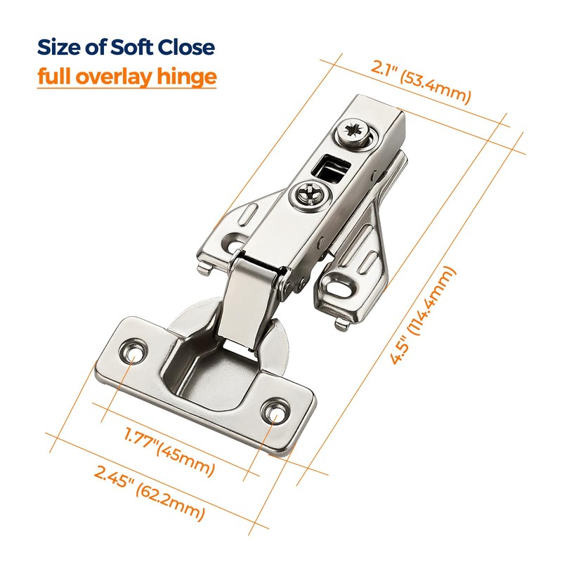 Ravinte 1 Pair 2 Packs Full Overlay Cabinet Door Hinges,105