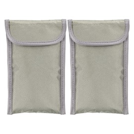 2 Pack Faraday Bags, 6.5 Inch Signal Blocking Key Pouch Anti-Theft Car Protection Cell Phone RFID GPS Shielding Wallet for Privacy Card Protection, Silver -Grey