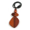 Avalaya Bronze/Brown Geometric Wood Pendant Black Waxed Cotton Cord -