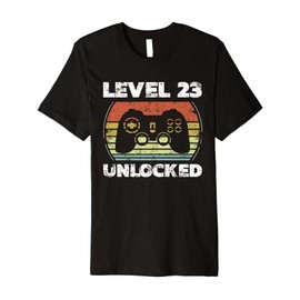 Level 23 Unlocked Funny Video Gamer 23rd Birthday Premium T-Shirt