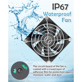 GDSTIME Waterproof Fan 80mm x 25mm IP67 Rating 24V Small Dual Ball Bearing Brushless DC Case Fans 2 Pin for RV Fridge Cooling Mini Greenhouse Ventilation, 2-Pack