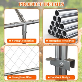 Large Metal Chicken Coop, 120" x 40" x 40" Chicken Run with Cover, Outdoor Walk in Poultry Cage, Metal Chicken Coop for Yard Farm Duck Rabbit Hen, Silver