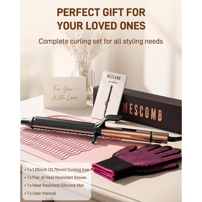 1.25 Inch Curling Iron, 6.7" Extra Long Barrel