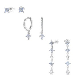 MACACHII Sterling Silver Earrings Set for Women, 14K Gold Plated Hypoallergenic Stud, Hoop & Dangle Jewellery – Dainty Flower Huggie, Cartilage & Tragus Stacks for Multiple Piercings