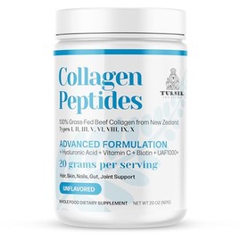 TURNER Collagen Peptides Powder Advanced Formulation, 100% Grass-Fed Beef Bone Collagen from New Zealand with Hyaluronic Acid and Vitamin C, Unflavored, 20 oz