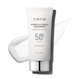 TIRTIR Hydro UV Shield Protector solar | SPF 50+ Protección de amplio espectro UVA UVB Coreano Sin tono blanco Bloqueador solar para la cara, 1.69 Fl Oz