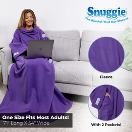 Snuggie- 2 Pack The Original Wearable Blanket That Has Sleeves, Warm, Cozy, Super Soft Fleece, Functional Blanket with Sleeves & Pockets for Adult, Women, Men, As Seen On TV- Purple
