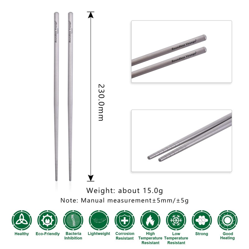 Boundless Voyage Outdoor 230mm Titanium Chopsticks Ultralight Flatware Chopsticks Portable