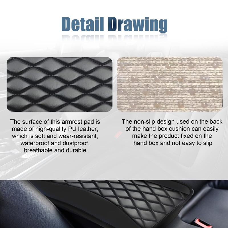 Car Center Console Cover, Universal Leather Waterproof Armrest Seat Box