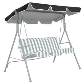 Swing Chair Canopy Replacement, 3 Seater Garden Seat Canopy Cover, Replacement Canopy Seat Chair, Canopy Cover Outdoor Garden Furniture Covers(Black, 195 * 125 * 15cm)
