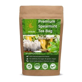 HVSun Spearmint Tea Bags, 100% Pure & Premium Spearmint Leaves Tea Bag, Caffeine Free, Non-GMO, Gluten Free, Support Digestion & Natural Breath Freshener, Health Good (30 Herbal Tea Bags)
