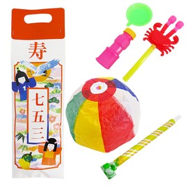 Shichi-Gosan Fun Bag, Paper Balloons, Blown Bubbles, Chitose Candy Bag, Shichi-Go-San Gift, Shichi-Gosan Sandy Shop, Toy, multicolor