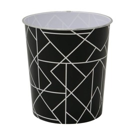 JVL Linear Black Waste Paper Bin, 27 x 25cm approx, Polypropylene, Small