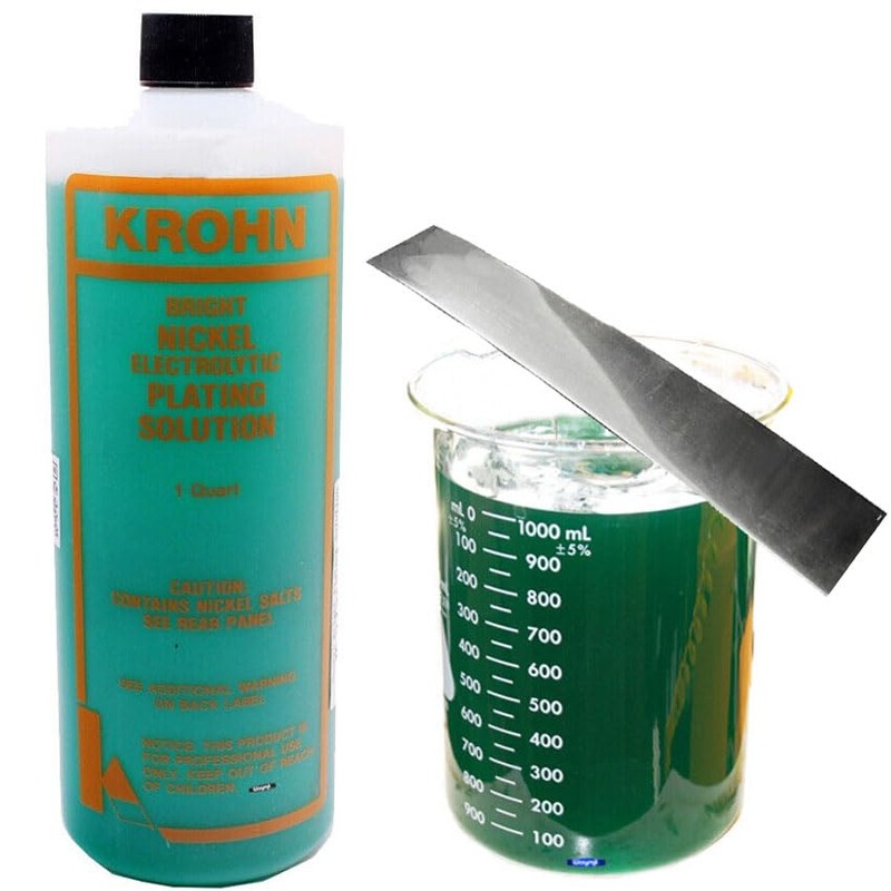 Krohn Bright Nickel Plating Solution Electroplating 1 Quart with Anode