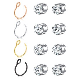 MODRSA Fake Nose Ring Hoop Magnetic Nose Ring Fake Noes Ring Stud Fake Nose Piercing