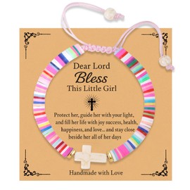 Smilelife Religious Christian Gifts for Women Girls Dear Lord Bless The Little Girl Cross Bracelet Christmas Catholic Communion Baptism Back to School Gifts