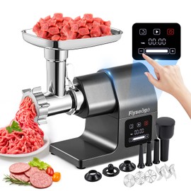 Flyseago Meat Grinder Electric 3200w Digital Touch Control Commercial Heavy Duty Meat Grinder and Sausage Stuffers, Kubbe Kit for Household Use & Commercial