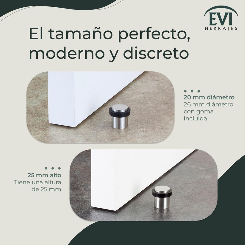 Evi Herrajes, Tope de puerta con base roscada in acero