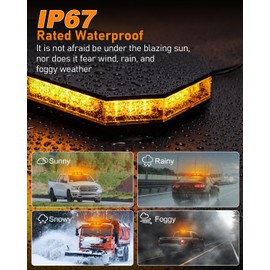 AnTom Rooftop Strobe Beacon Light - 42 LEDs, 14" Emergency Light Bar for Trucks w/Control Panel, Magnetic Hazard Warning Flashing Plow Light for Construction Vehicles and Road Safety