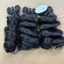 Single Donor 100% Human Hair Cuticle Aligned Raw Indian Hair Luxurious Volume Natural-looking True to Length Wave Curly Bundlesstyle: Loose Wave, color: Natural Black bundle-100grams, Stretched Length: 10 inches