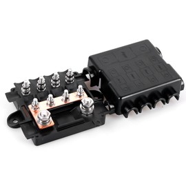 Fuse Holder for 1 x Mega + 4 x Midi Fuses, Polyamide Housing with Cover, Power Distribution Fuse, Fuse Holder for High and Medium Circuits, Car, Boat, Suv, Truck, Style B