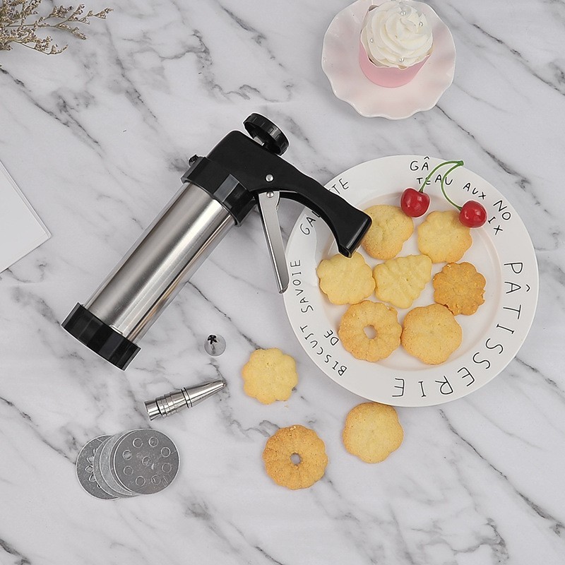Stainless Steel Decorating Gun Cookie Biscuits Hand-Pressed Biscuit Machine Household