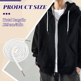 WALWAL 1 Pcs 51 Inch Replacement Drawstrings Cotton Drawstring Cord, Suitable for Sweatpants Hoodies Shorts(White, Metal Rope Head)