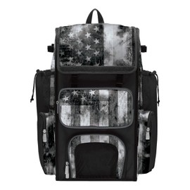 Boombah Superpack Bat Bag - Backpack Version (no wheels) - Holds 4 Bats - USA Old Glory Black Ops Bat Bag Black/Charcoal/White