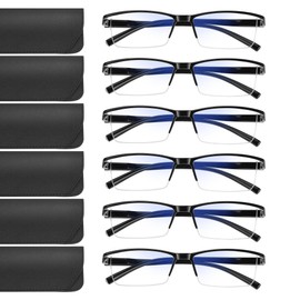 AIMISUV 6Pcs Reading Glasses Men,Spring Hinge Blue Light Blocking Readers,Anti Eyestrain Computer Magnifying Eyeglasses (3.5X)