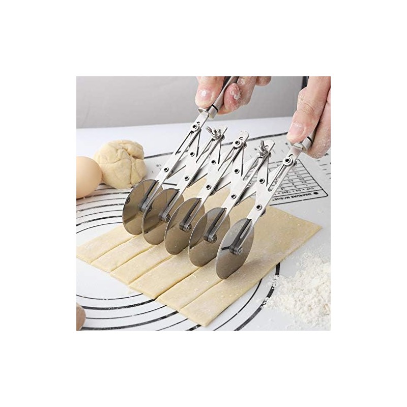 5 Wheel Pastry Cutter with Handle Stainless Steel Double cutter
