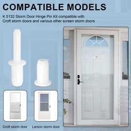 6 Sets K 5132 Storm Door Hinge Pin Kit, 1-7/16 inch Screen & Storm Door Hinge Pin, White Nylon Pins and Bushings for Croft and Other Storm Doors