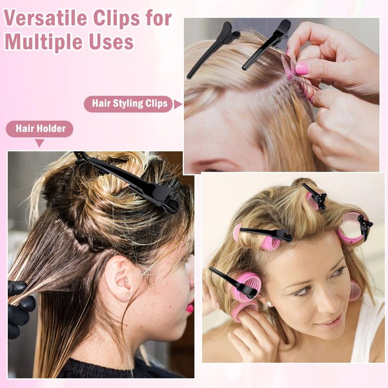24 Pcs Alligator Hair Clips for Styling, Black Creaseless Hair