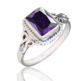 925 Sterling Silver Dailywear Ring for Office Women, friend, Attractive Ring Jewelry for Any Occasion (US Ring size 8, Amethyst)