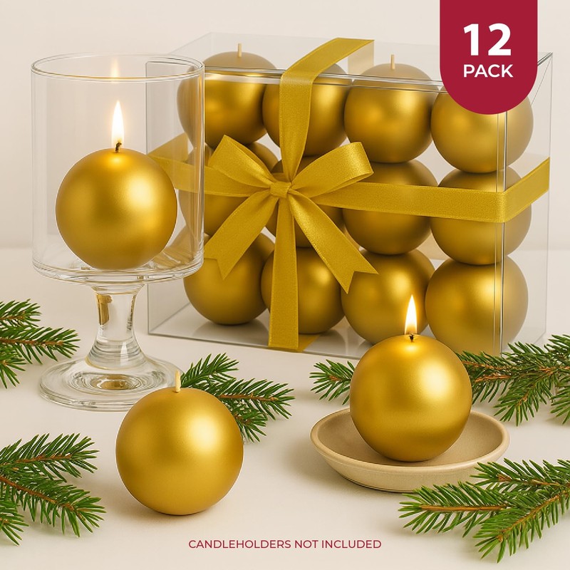 Biedermann & Sons Gold Ball Candles – Decorative Metallic Novelty