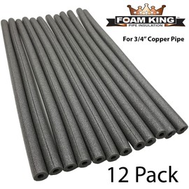 Foam King Brand Insulating Foam Pipe Covers - 3/4 inch by 3 feet, Pack of 12