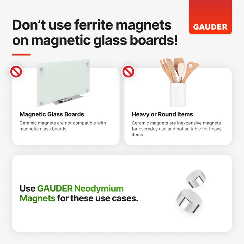 GAUDER Magnets for Whiteboard, Notice Board & more (12 x