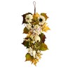 Nearly Natural 33in. Fall Sunflower, Hydrangea and White Pumpkin Artificial