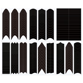 XEAOHESY 6 Sheets French Tip Nail Art Stickers French Tip Nail Stencils Decals Self-Adhesive French Nail Strips Moon V Shape Design Nail Guides Tool for Women Girls Nail Art Accessories