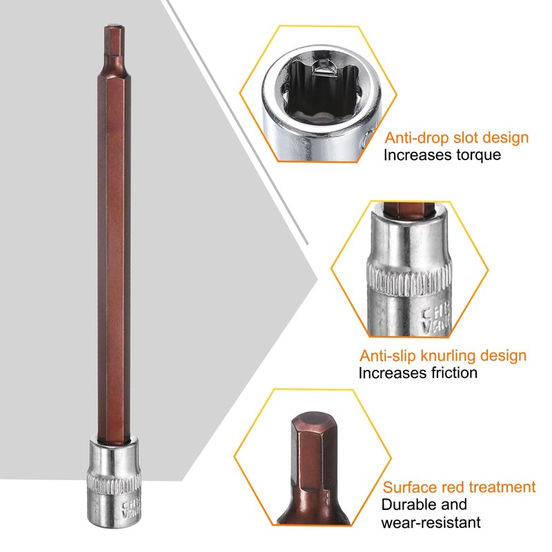 sourcing map 4mm Hex Bit Socket 1/4" Drive SAE S2