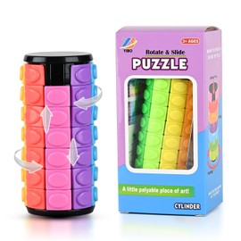 Rotate and Slide Puzzle,Fidget Toys Restore and Create,Fidget Slider Open Cover for Quick Play,Brain Teaser,Sensory Toys,Educational Toys (8 Colors,7 Layers)
