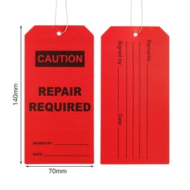 50 pcs Repair Require Tags with Pre-Attach Wire,PVC Plastic Maintenance Required Tags