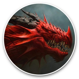 Vinyl Stickers (Set of 2) 7.5cm - Red Dragon Fantasy Scary Creature Gaming Laptop Tablet Luggage Scrapbook #46239