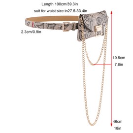 Ayliss Women Fanny Waist Bag Small Snakeskin Fanny Pack Belt Purse Bag PU Leather Crossbody Sling Bag Pouch Fashion Chain (Snakeskin)