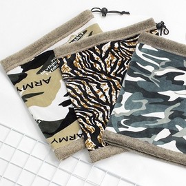 String Thermal Neck Warmer Hiking Scarf Golf Warmer Fleece Neck Warmer Military Green 2ea