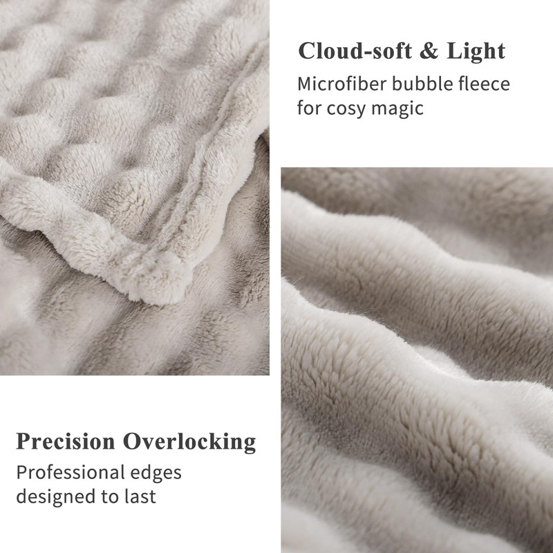 RUIKASI Fleece Throw Blanket for Sofa - Beige Single Fluffy