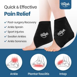 Hilph Ankle Ice Pack for Plantar Fasciitis & Sprained,Reusable Cold Pack Wrap for Ankle Injuries, Hot Cold Therapy Ankle Ice Wrap for Injuries Swelling, Achilles Tendonitis (2 Packs, Black)